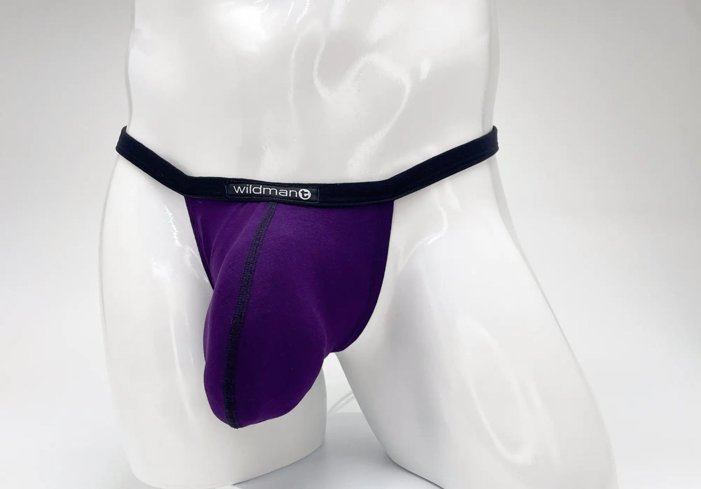 Purple wildman brand mens briefs with black elastic waistband made from modal microfiber for comfort and support