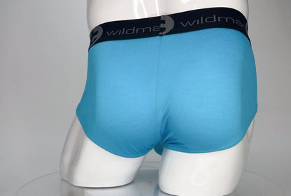 Bright blue wildmanT modal monster cock brief with black elastic waistband for men in baby blue color