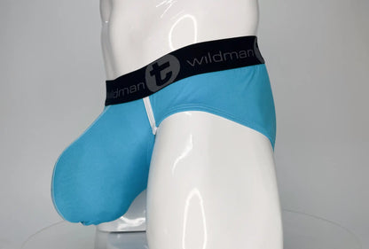 Blue wildman wildmant modal monster cock brief baby blue men’s briefs with black elastic waistband and brand logo