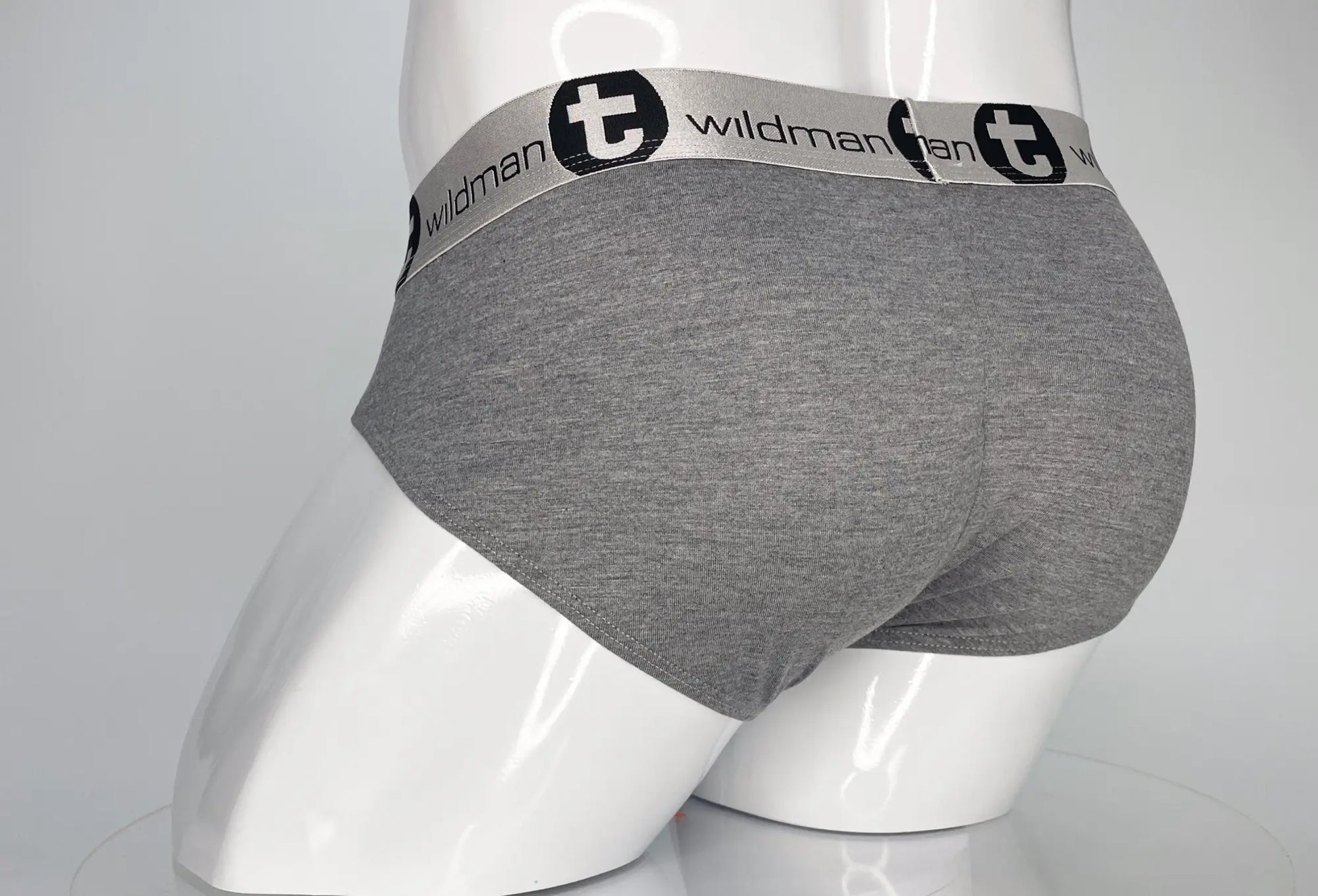 Wildmant modal monster cock brief gray heathered with black and white branded waistband featuring wildman logo