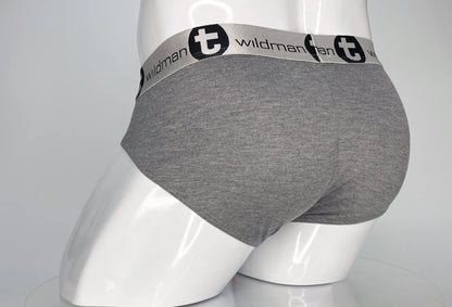 Wildmant modal monster cock brief gray heathered with black and white branded waistband featuring wildman logo