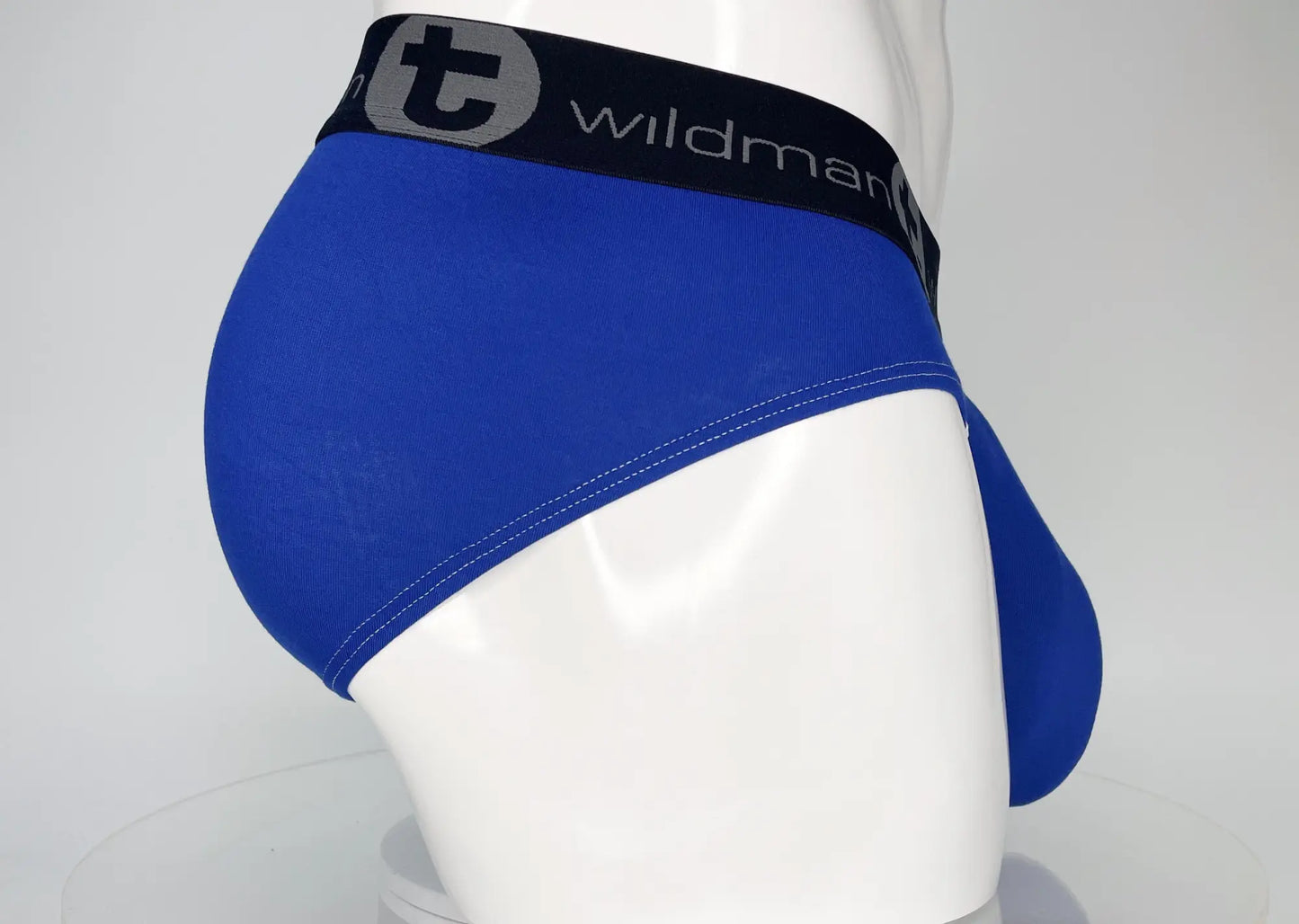 Wildman t modal monster cock brief royal blue featuring black elastic waistband with t logo and wildman text