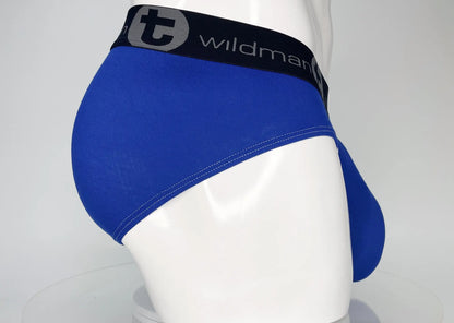 Wildman t modal monster cock brief royal blue featuring black elastic waistband with t logo and wildman text