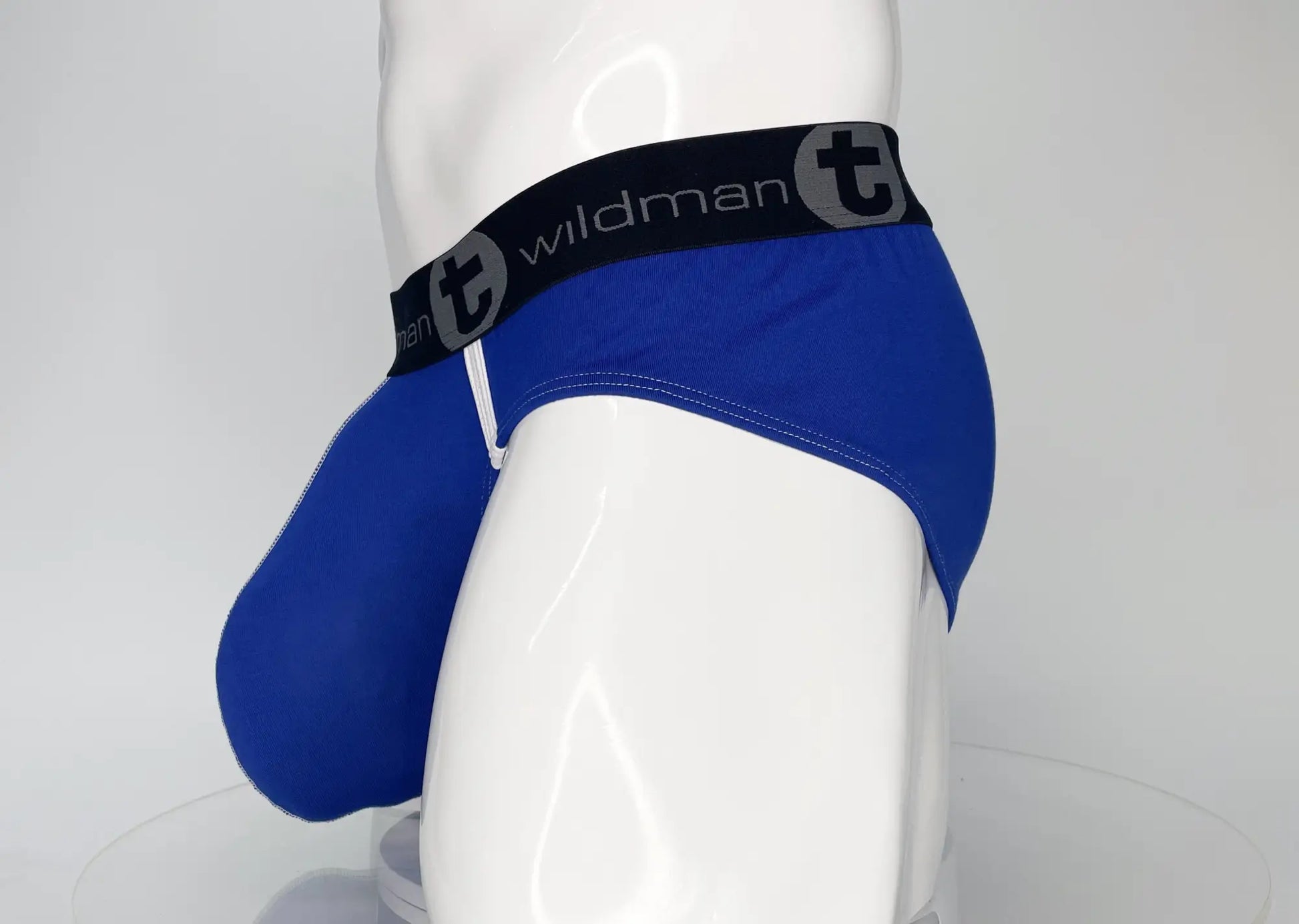 Wildmant modal monster cock brief royal blue in blue with black waistband featuring brand logo in men’s underwear