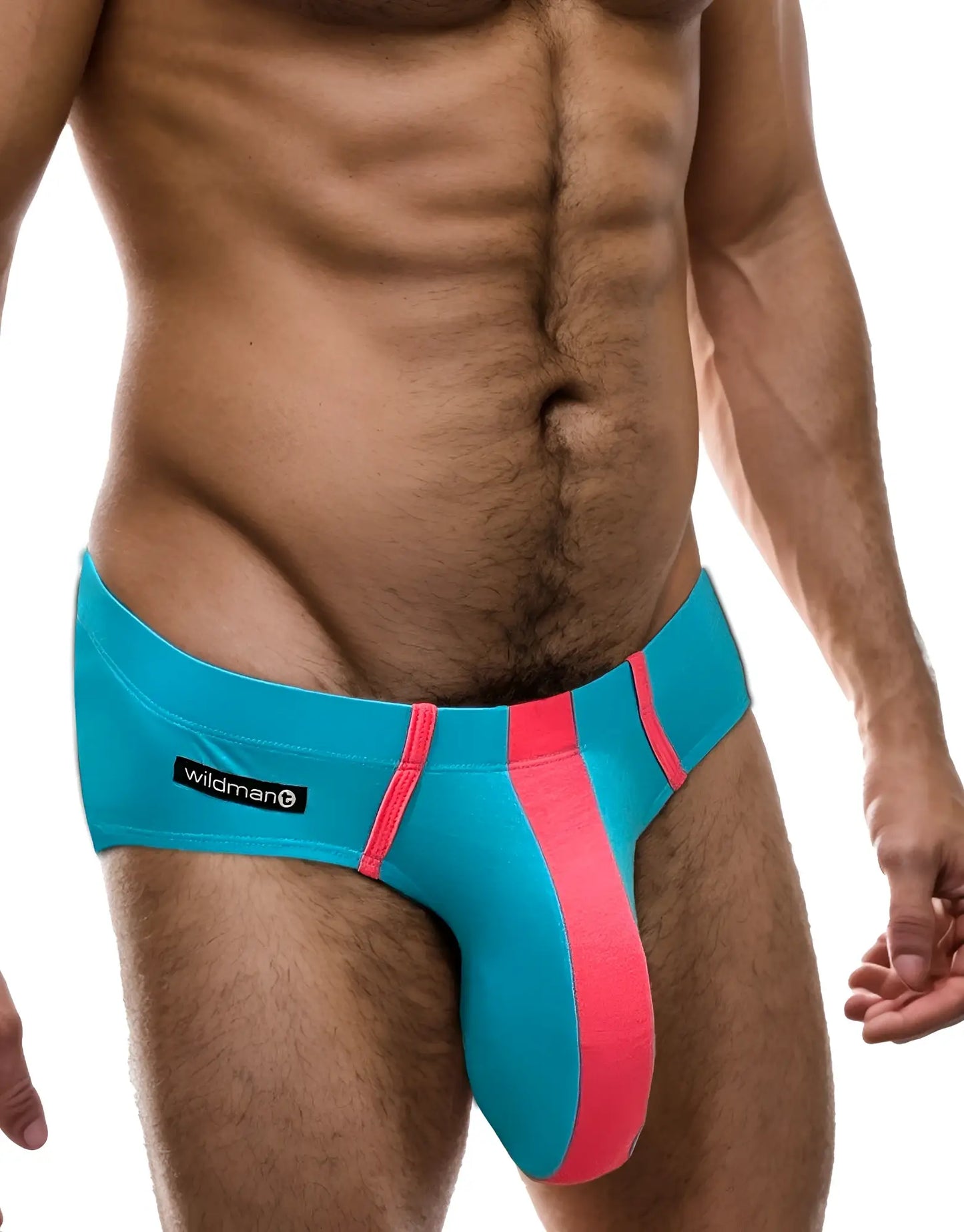 WildmanT monster cock modal brief in baby blue and pink with bold color-block design for athletic wear