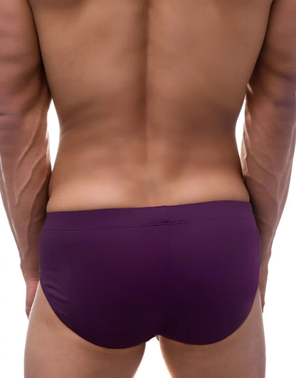 Wildmant monster cock modal brief purple and white featuring smooth form-fitting purple modal fabric briefs