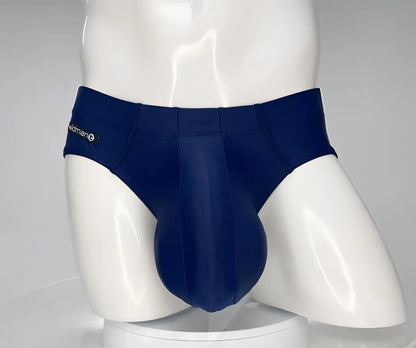 Wildmant monster cock swim brief navy blue men’s briefs with snug fit and widman logo on waistband