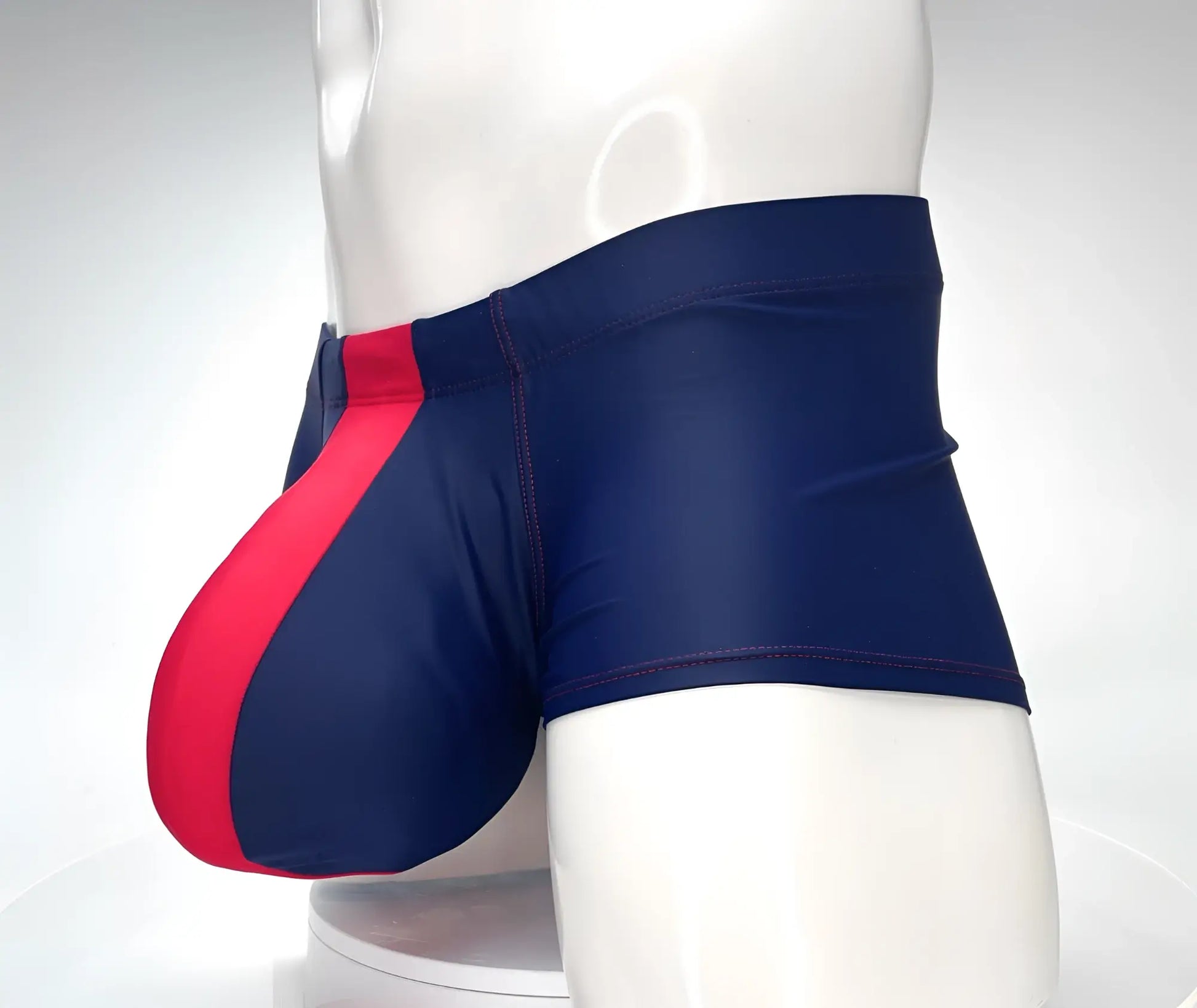 WildmanT monster cock swim square cut navy red swim trunks with sleek form-fitting design for swimming