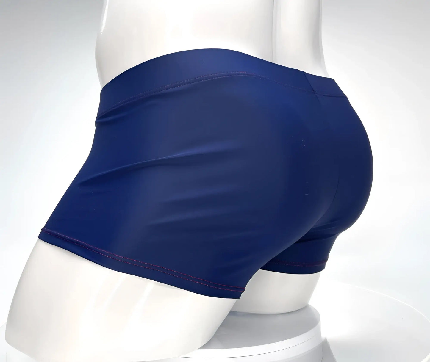 WildmanT monster cock swim square cut navy red swim trunks with smooth stretchy fabric and subtle purple stitching