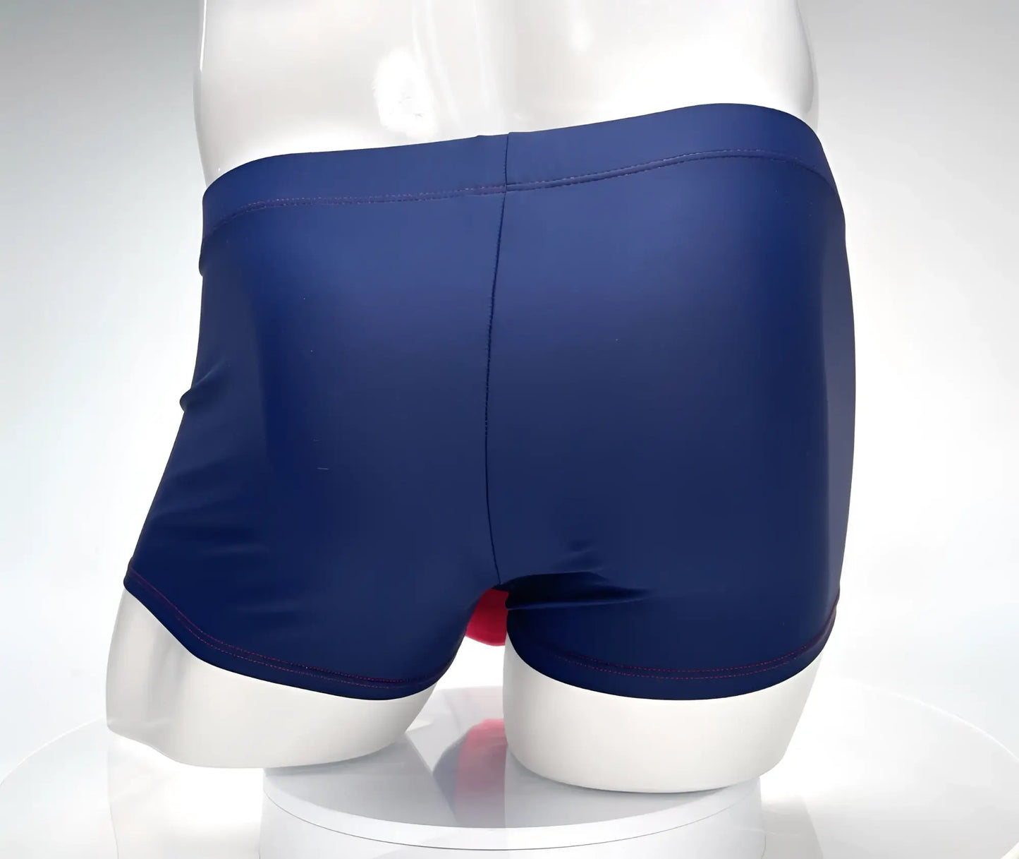Wildmant monster cock swim square cut navy red swim trunks with smooth stretchy fabric and neatly stitched seams