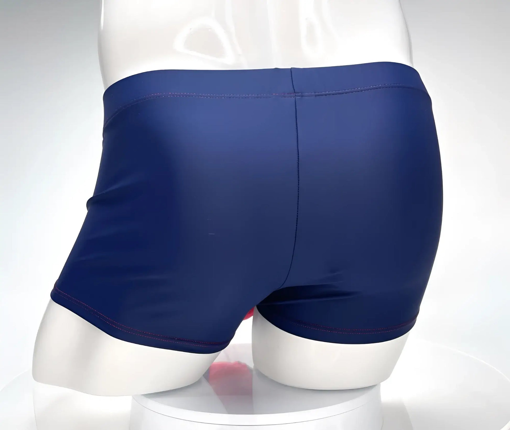 Wildmant monster cock swim square cut swim trunks in navy red with smooth stretchy fabric and snug fit