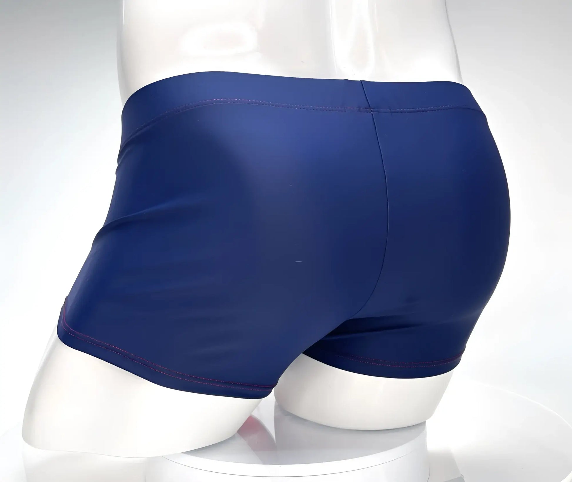 Wildmant monster cock swim square cut navy red swim trunks with snug fit and subtle stitching details