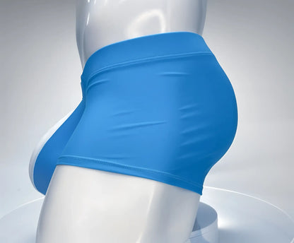 WildmanT Monster Cock swim square cut shorts in bright teal and white with smooth stretchy fabric and snug waistband