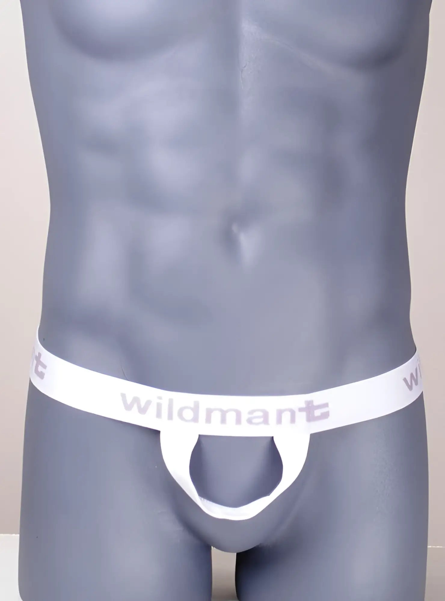 White elastic waistband of wildmant the original ball lifter with gray branding and central loop for secure fit