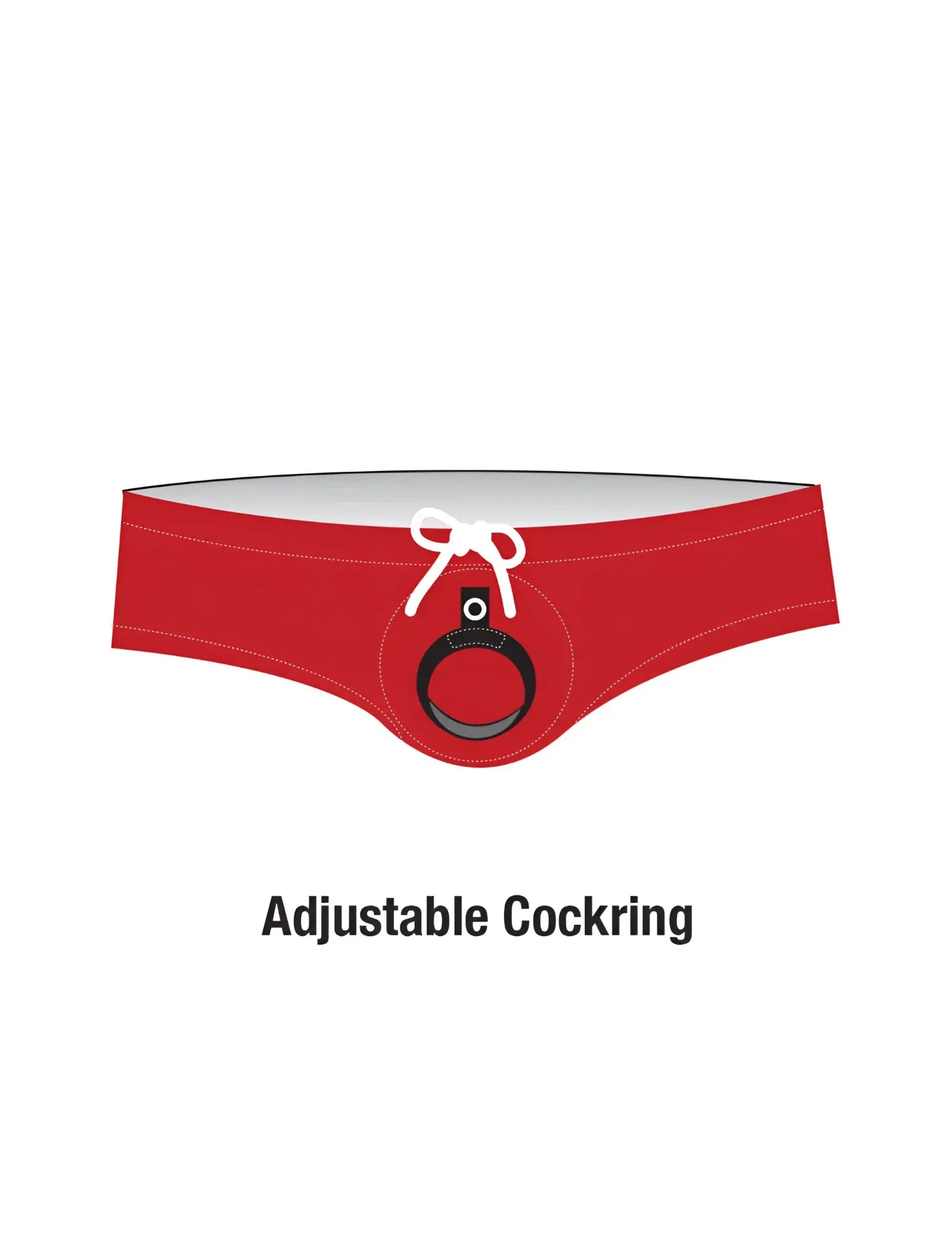 Red adjustable cockring with white bow and black ring designed for wildmant sport bikini swim with ball lifter cock-ring blue