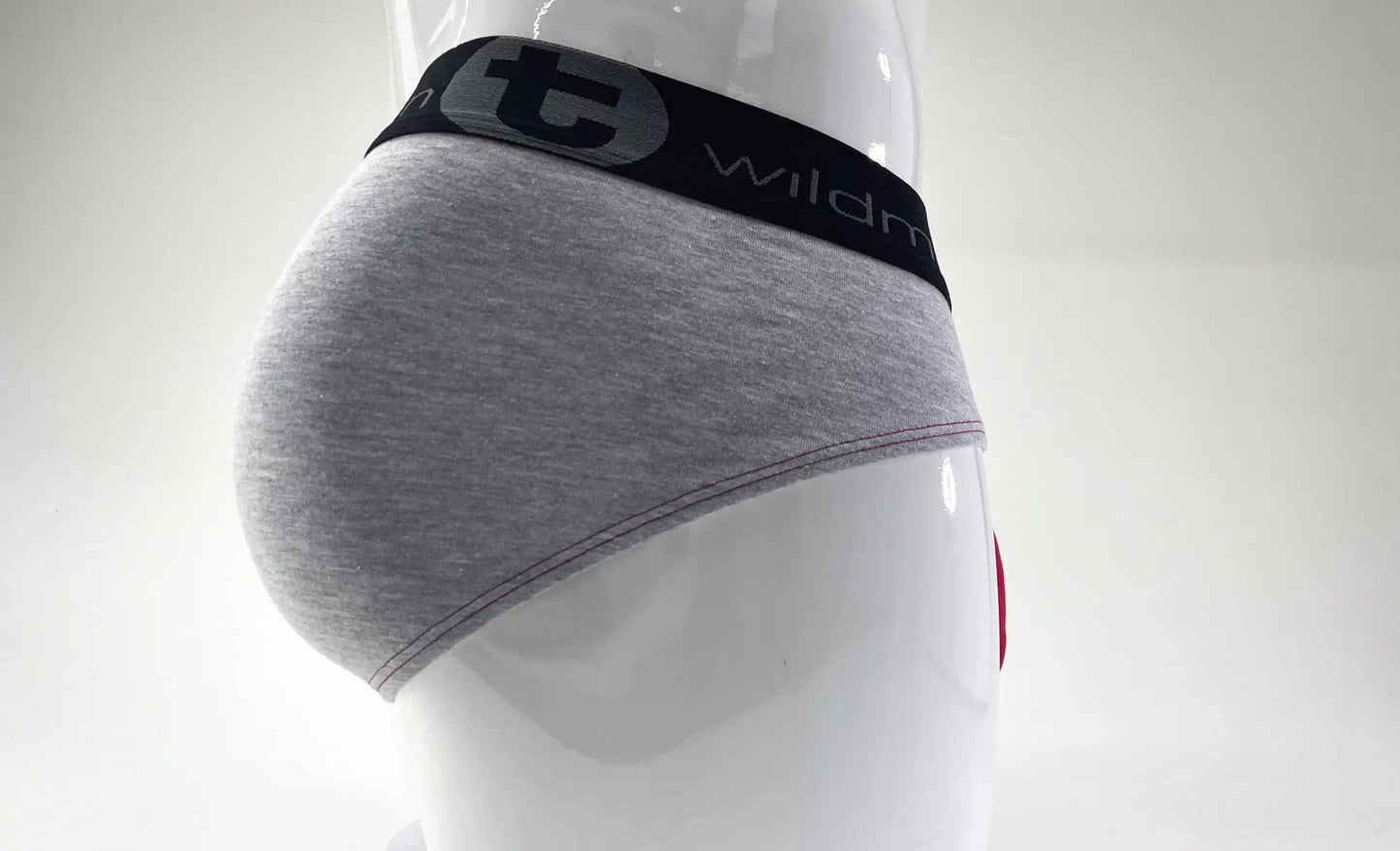 Wildmant stretch cotton big boy gray heathered briefs with black elastic waistband featuring wildman logo