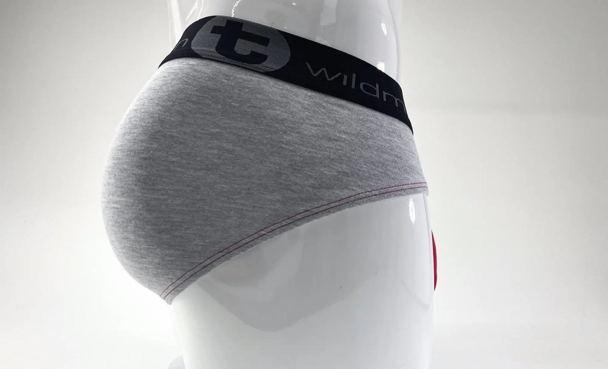 Wildmant stretch cotton big boy gray heathered briefs with black elastic waistband featuring wildman logo