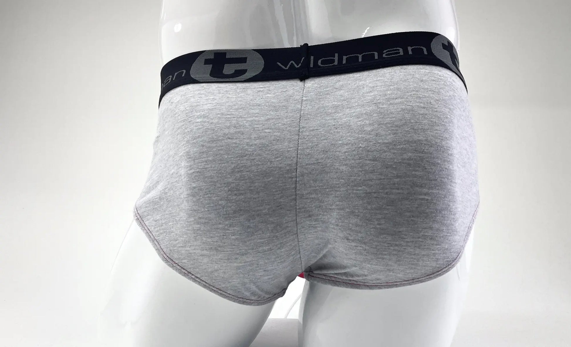 Wildmant stretch cotton big boy pouch brief in gray heather with black waistband featuring wildman logo