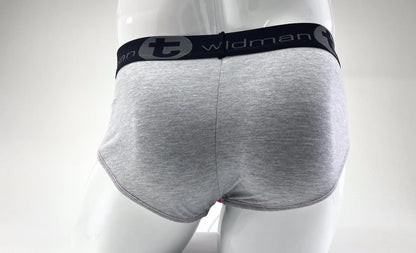 Wildmant stretch cotton big boy pouch brief in gray heather with black waistband featuring wildman logo