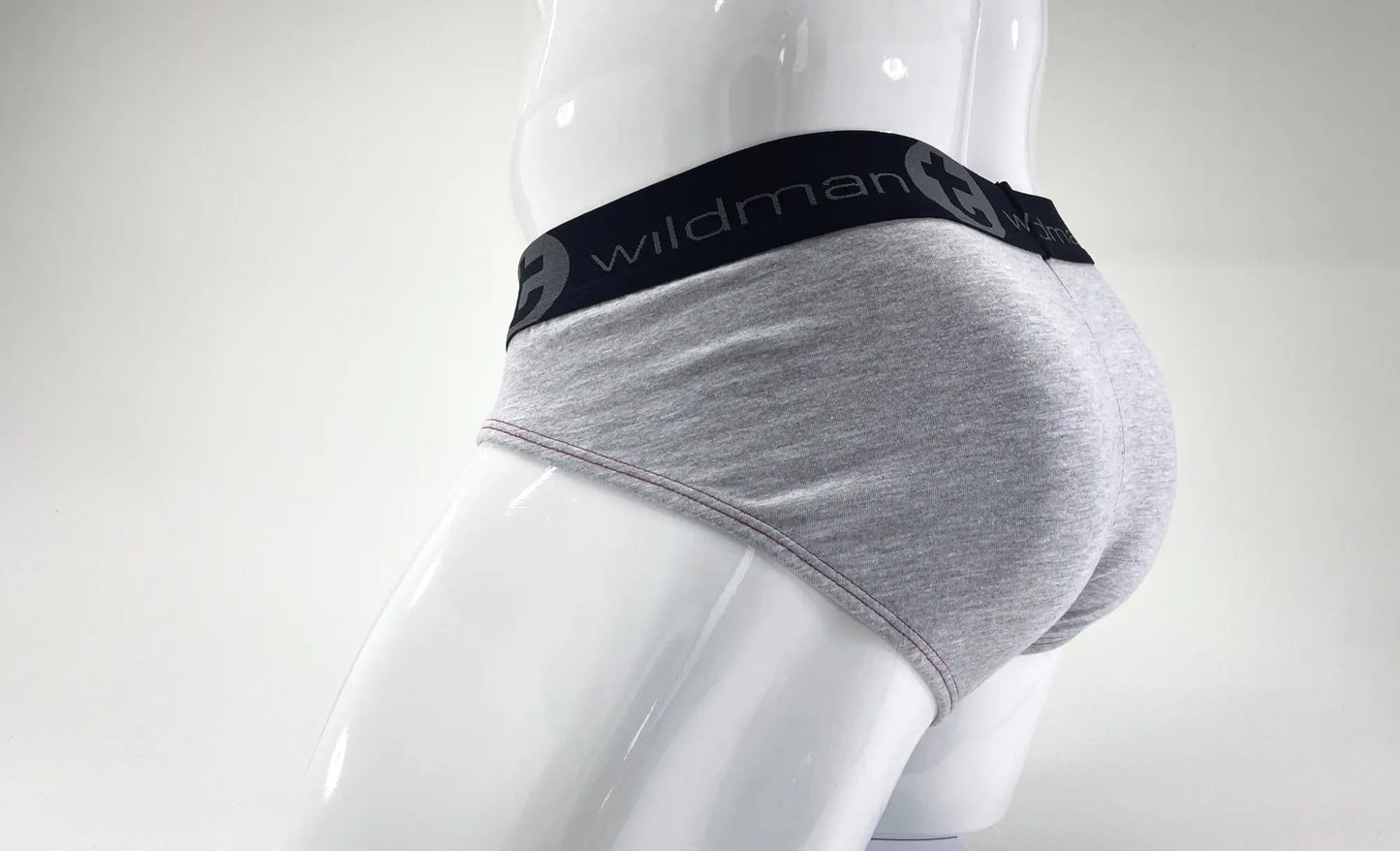Gray heathered wildman elastic waistband briefs stretch cotton big boy pouch brief gray with red accents