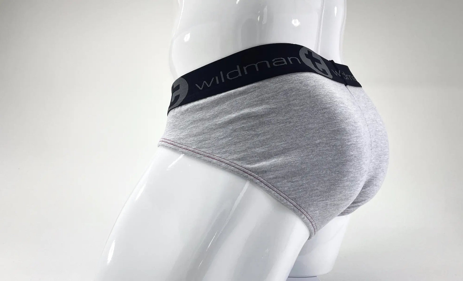 Gray heathered wildman elastic waistband briefs stretch cotton big boy pouch brief gray with red accents