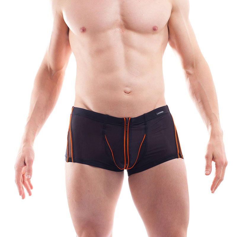 Wojoer Orange Line Powernet Insert Zipper Boxer Brief Underwear Black 397T261 Size M