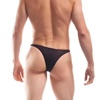 Wojoer Beun matte mini push capri bikini swimwear black mesh thong with sleek form-fitting design size S back view