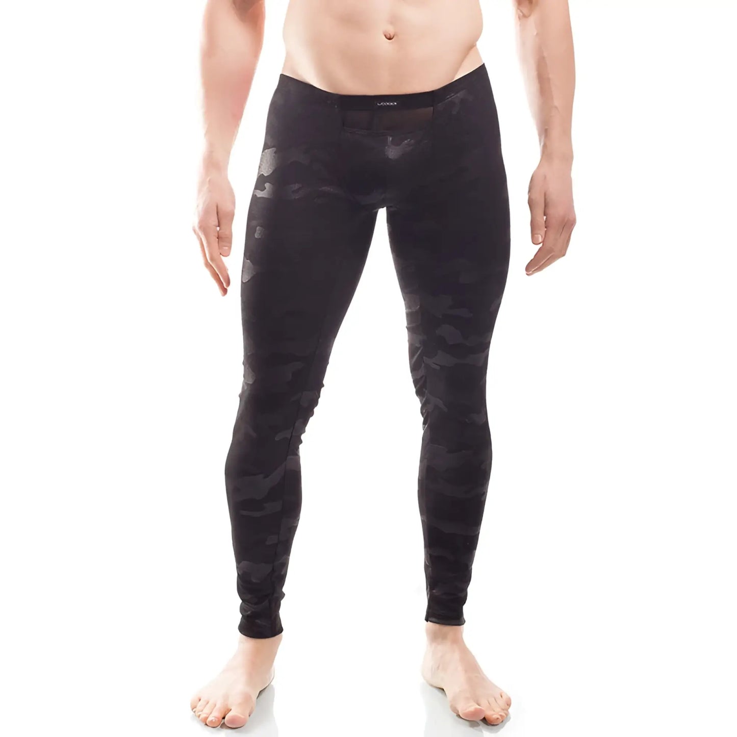 Wojoer black camouflage powernet insert compression leggings pants in size XL showing the back side