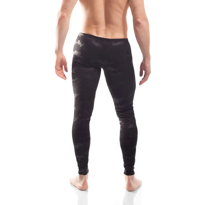 Wojoer black camouflage powernet insert leggings with a snug fit in size XL showing the back side of the pants