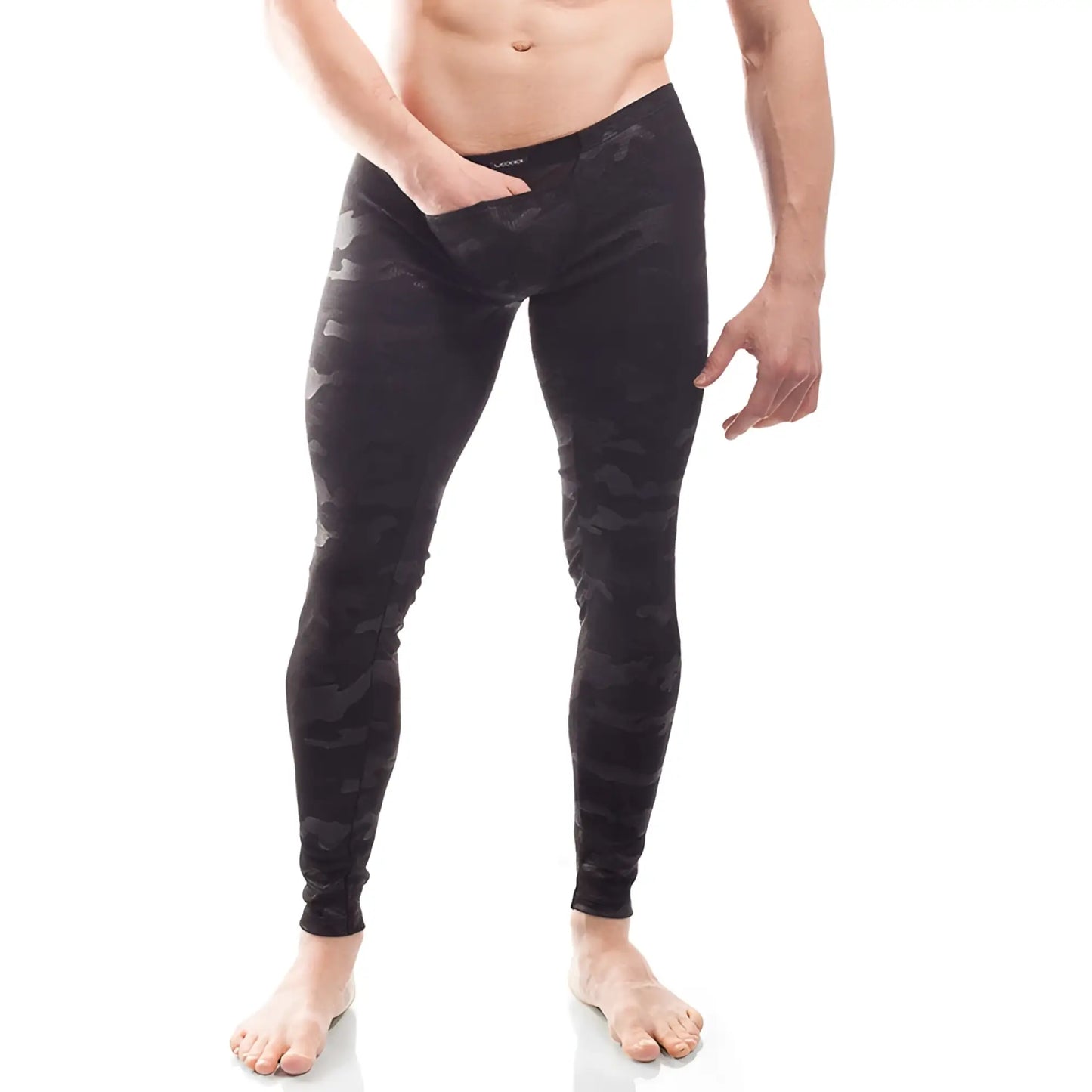Wojoer black camouflage powernet insert leggings with snug form-fitting design size XL showcases the back side