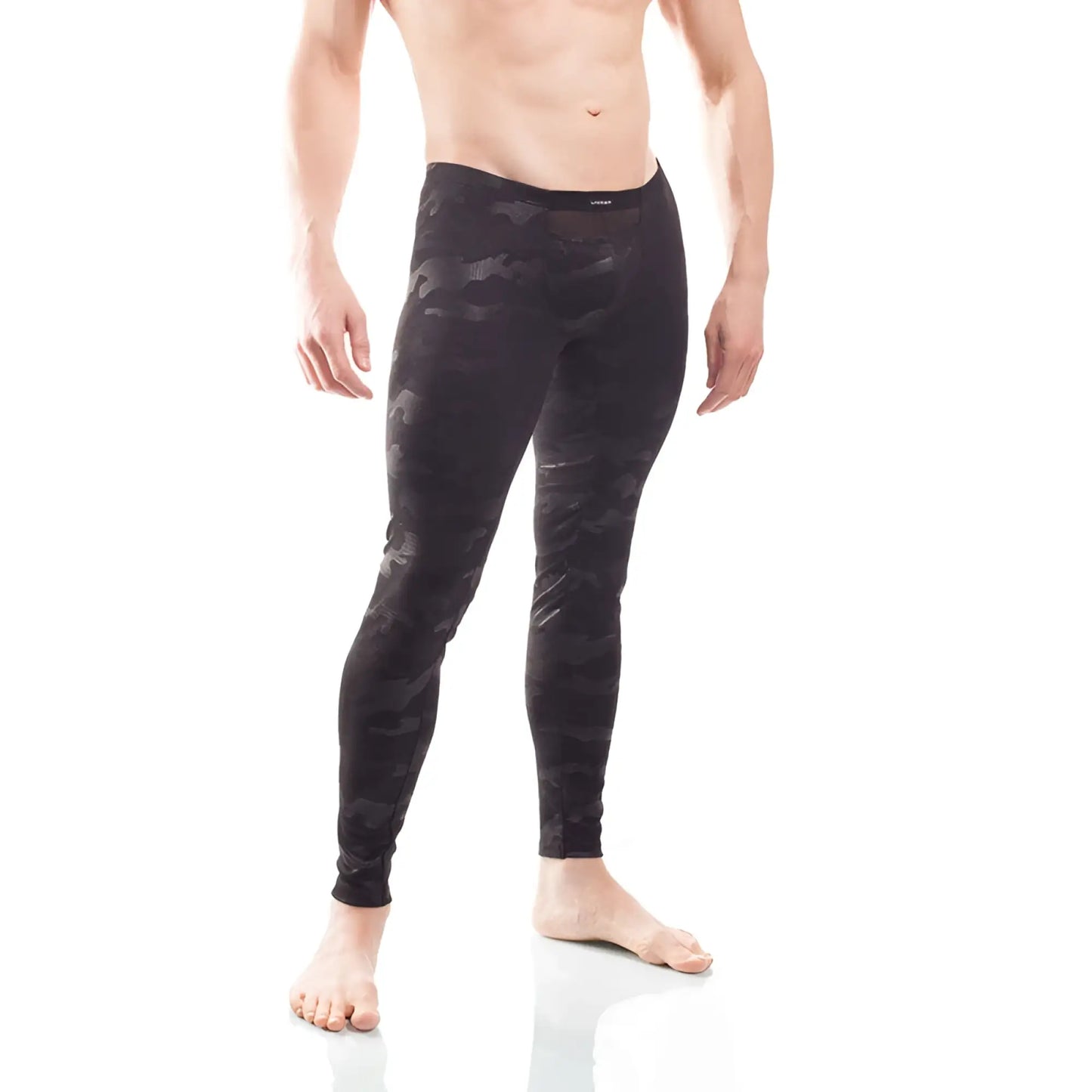 Wojoer black camouflage powernet insert compression leggings pants in size XL shown from the back side