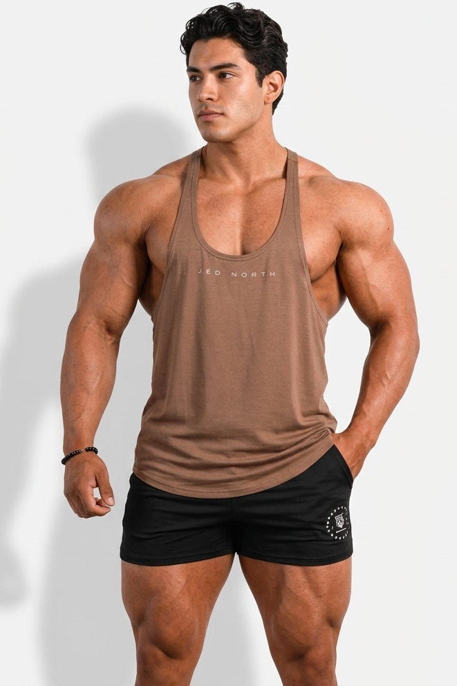 Jed North Men's Classic Bodybuilding Racerback Stringer - Walnut Brown