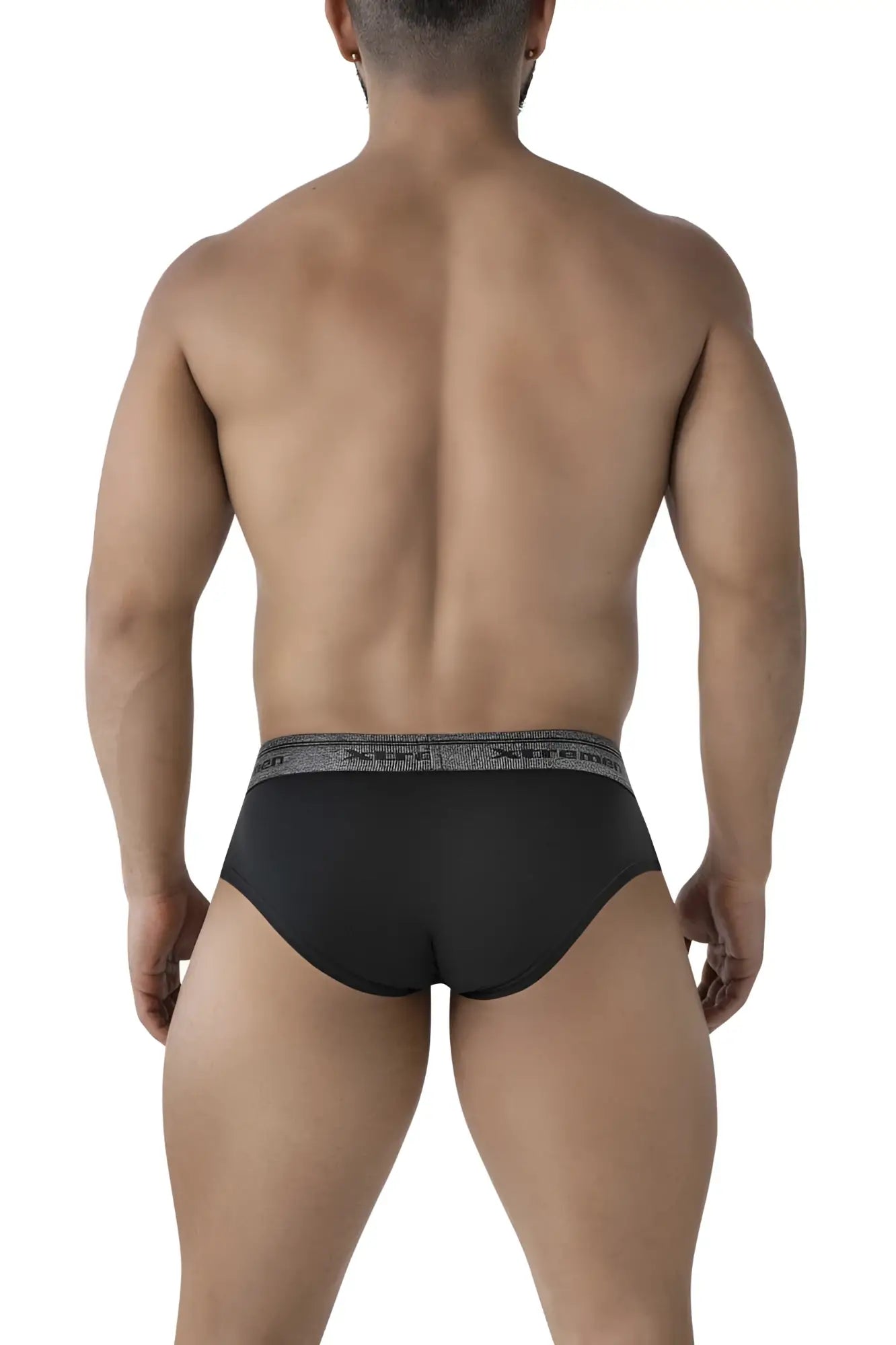 Xtremen 41315 black cotton blend briefs with gray patterned waistband for comfortable everyday wear