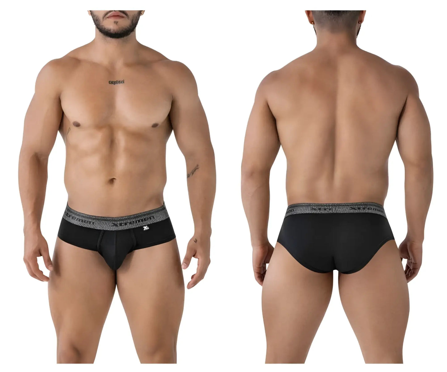 Black xtremen 41315 cotton blend briefs with gray patterned victorin waistband for comfortable everyday wear