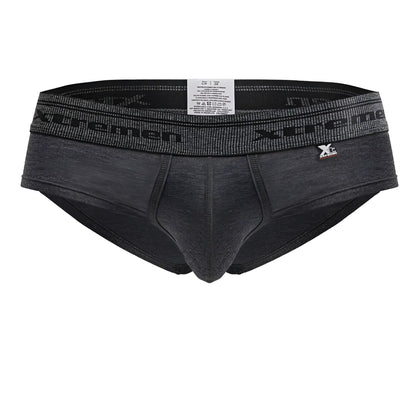 Dark gray heathered xtremen 41315 cotton blend men’s briefs with black elastic waistband and xtreme logo