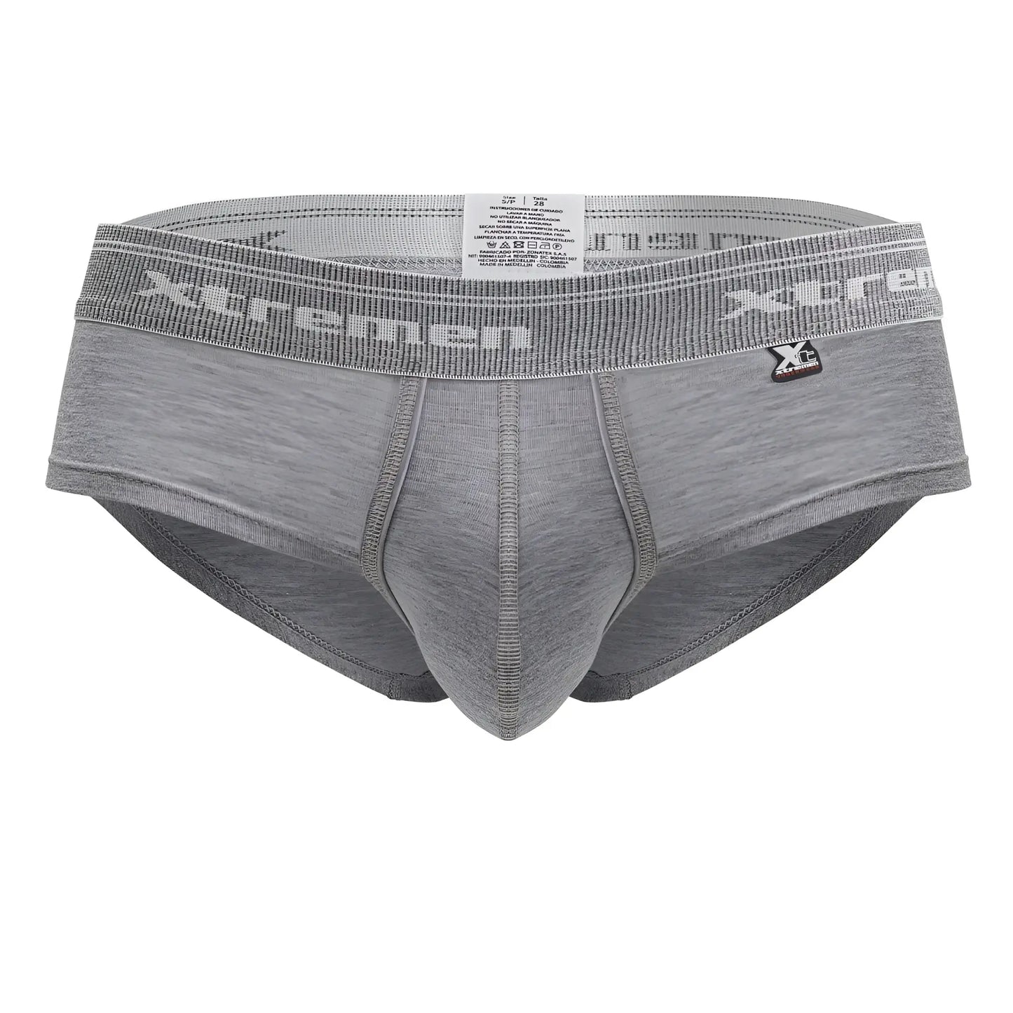 Gray heathered xtremen 41315 cotton blend men’s briefs with textured elastic waistband in jasper gray