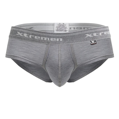 Gray heathered xtremen 41315 cotton blend men’s briefs with textured elastic waistband in jasper gray