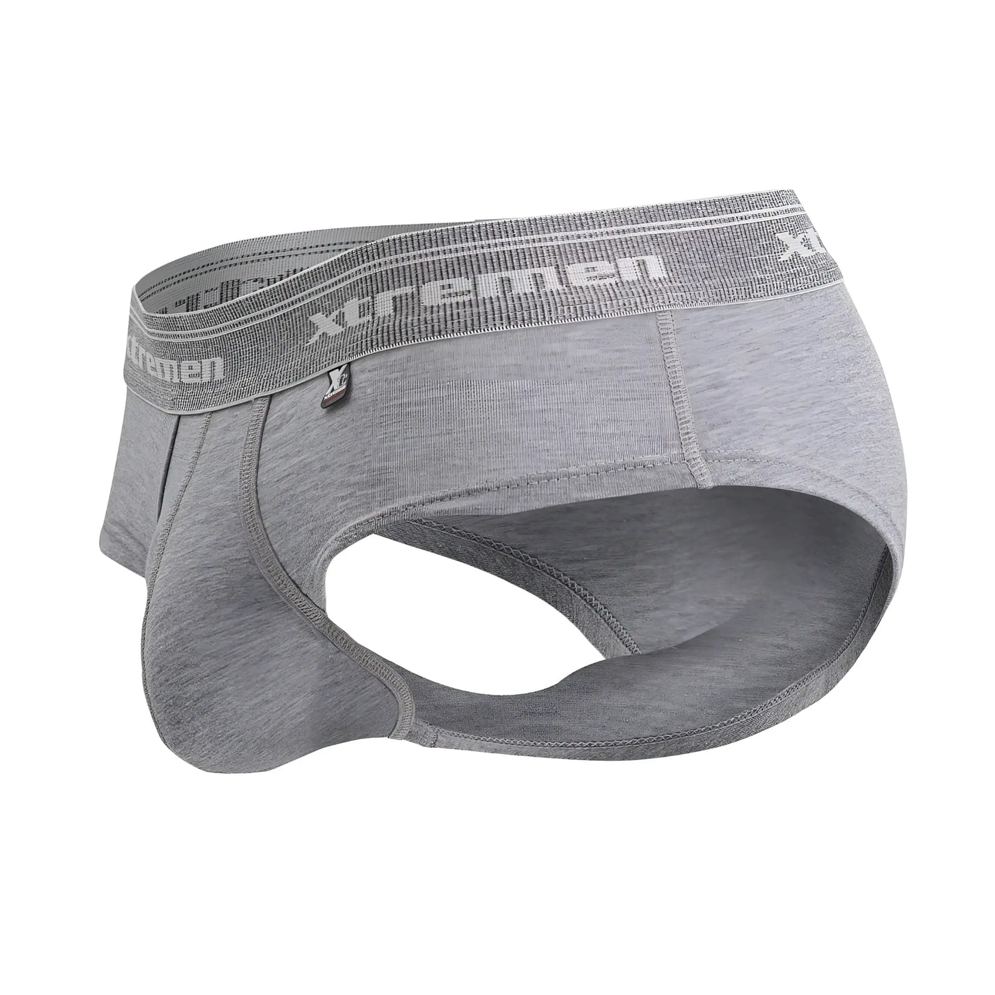 Gray xtremen 41315 cotton blend men’s briefs with textured waistband subtle branding in jasper gray color