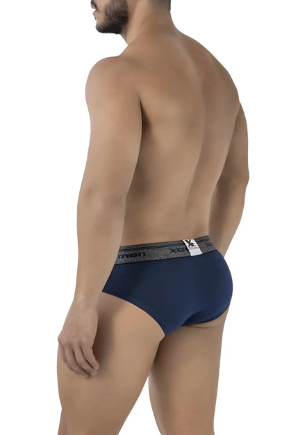 Navy xtremen 41315 cotton blend briefs with gray elastic waistband featuring xtreme logo and text