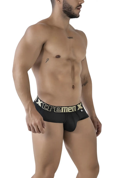 Black xtremen 41316 microfiber briefs with gold and white xtremen x logo waistband designed for comfort and support