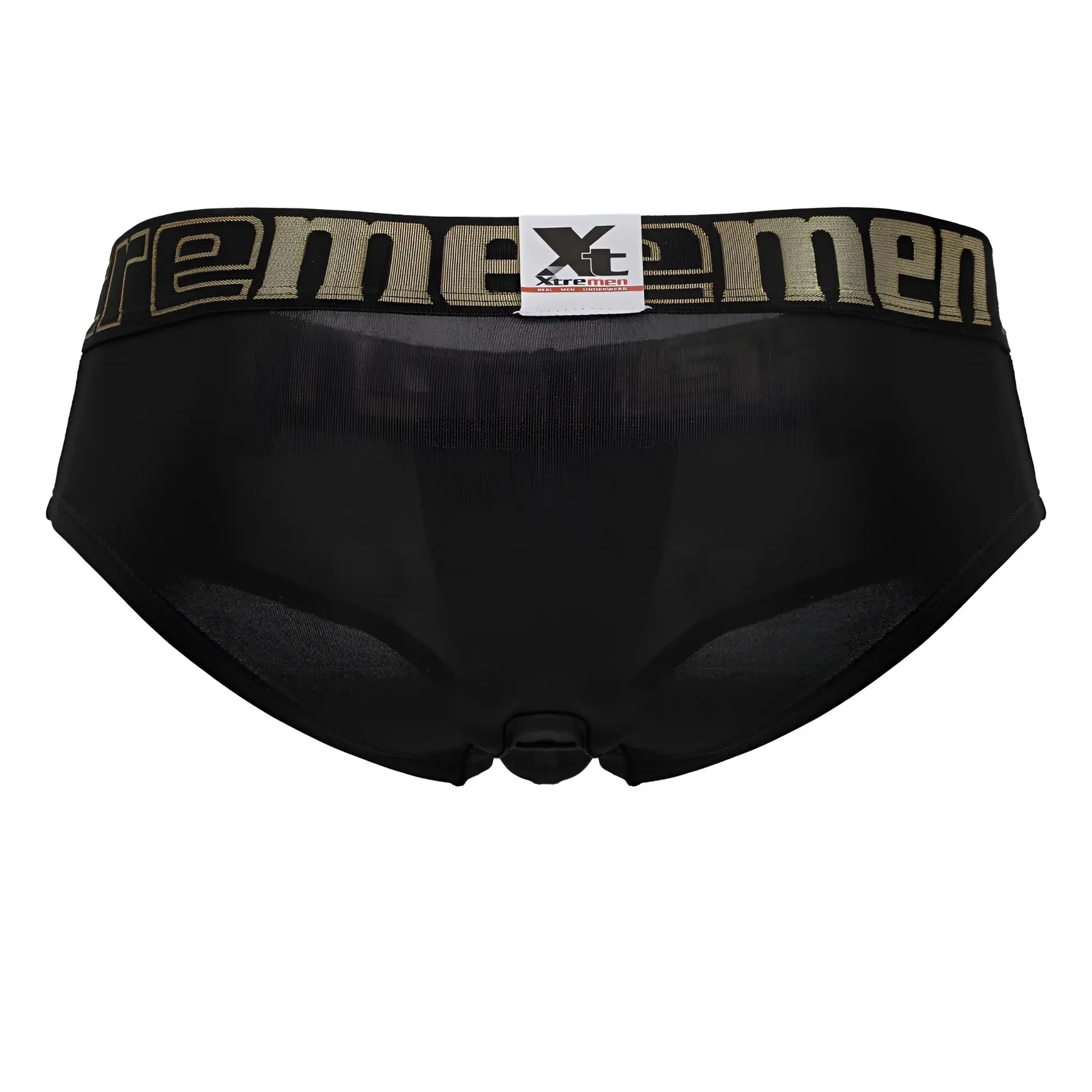 Black mesh microfiber men’s briefs with beige xtremen waistband and brand logo xtremen 41316 microfiber briefs