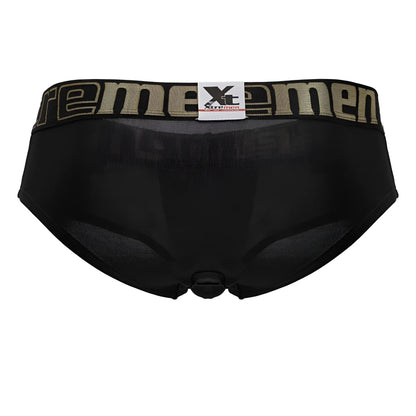 Black mesh microfiber men’s briefs with beige xtremen waistband and brand logo xtremen 41316 microfiber briefs