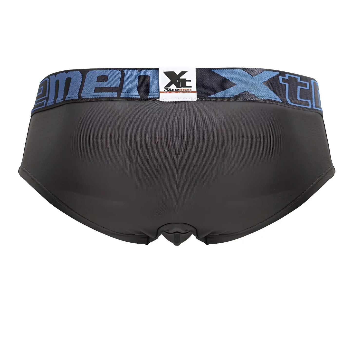 Black xtremen 41316 microfiber briefs in gray with blue and black elastic waistband featuring brand logo