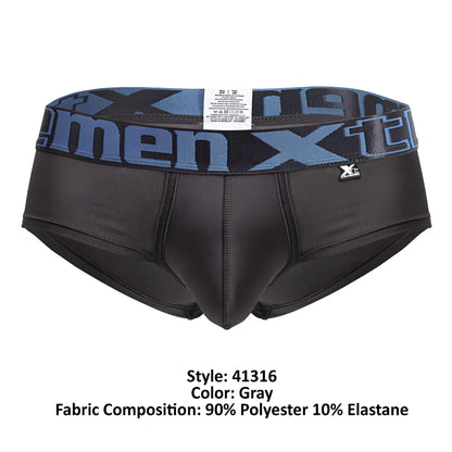 Xtremen 41316 gray men’s microfiber briefs with blue and black x-men waistband made of 90 polyester 10 elastane