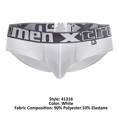 White xtremen 41316 microfiber briefs with gray black patterned waistband made of 90 polyester 10 elastane
