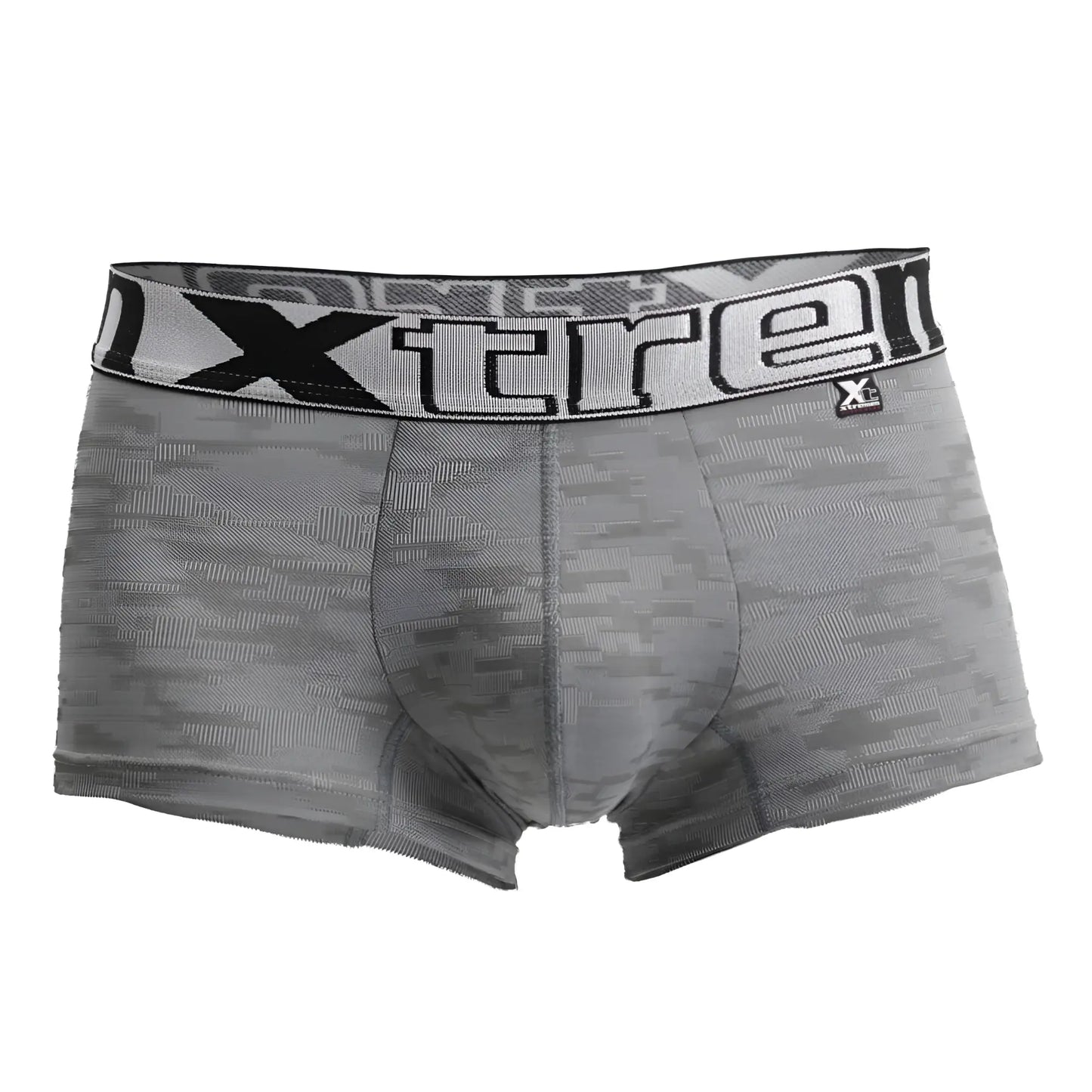 Gray xtremen 51443c jacquard camouflage boxer briefs with black and white xtreme waistband logo