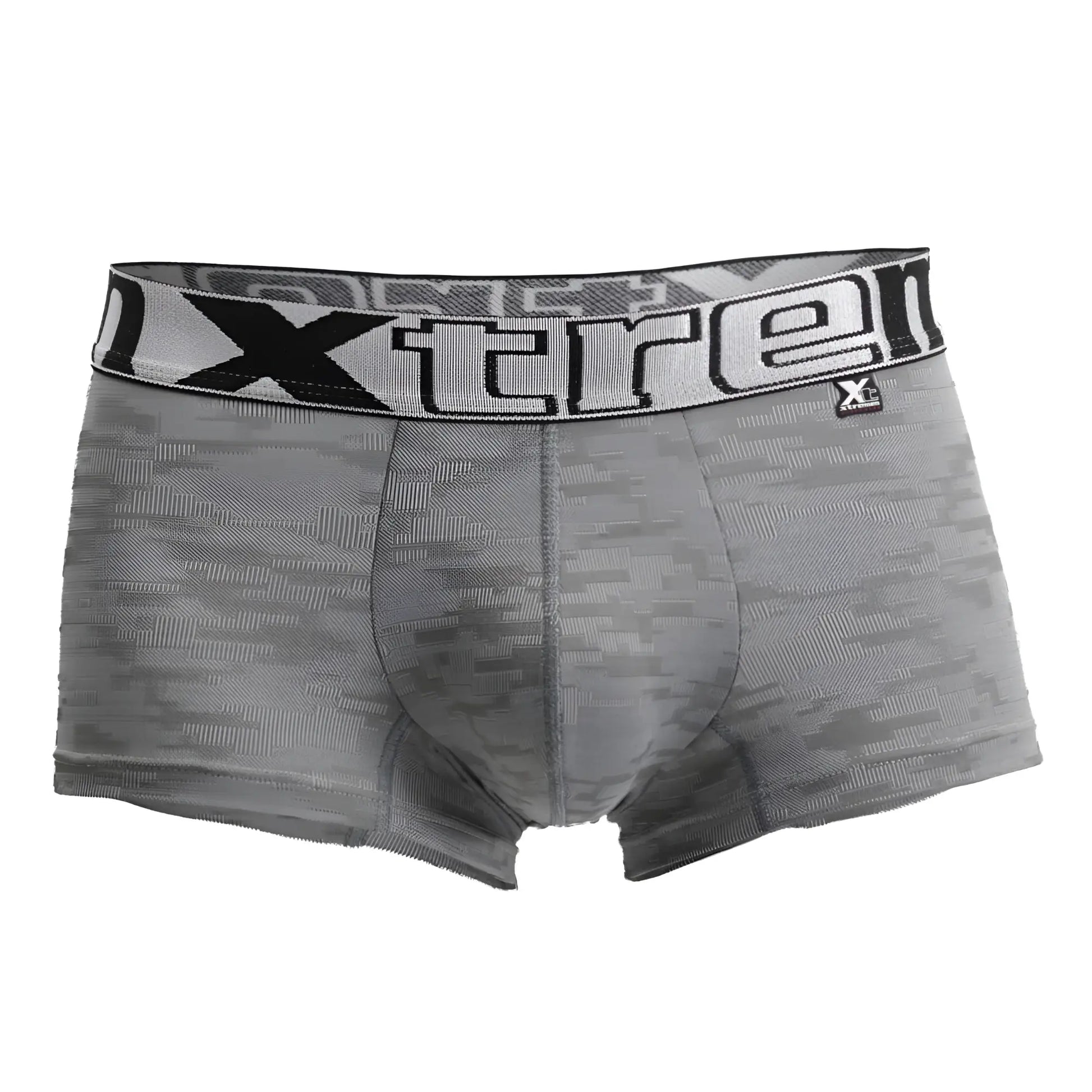 Gray xtremen 51443c jacquard camouflage boxer briefs with black and white xtreme waistband logo