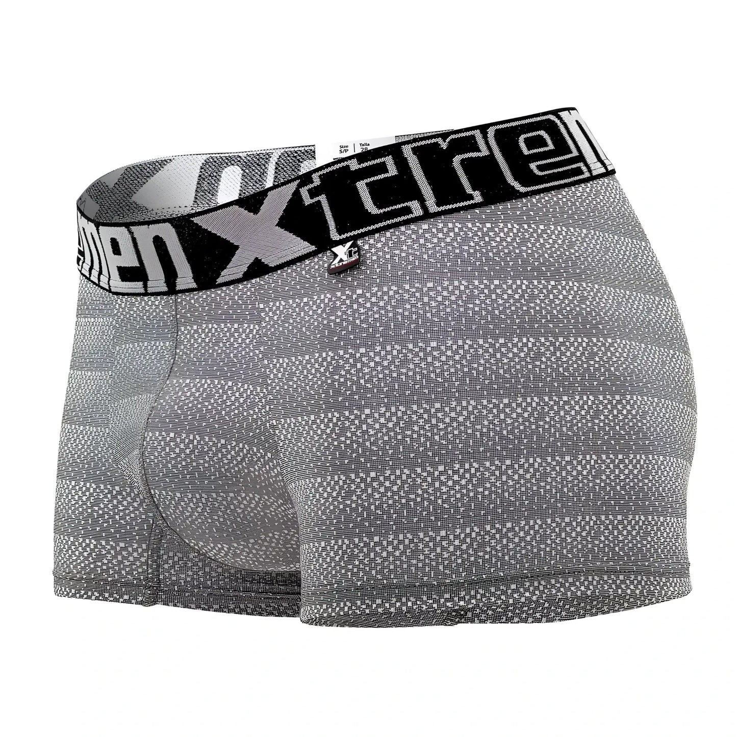 Gray patterned xtremen 51449c geometric jacquard men’s boxer briefs with black waistband and white logo