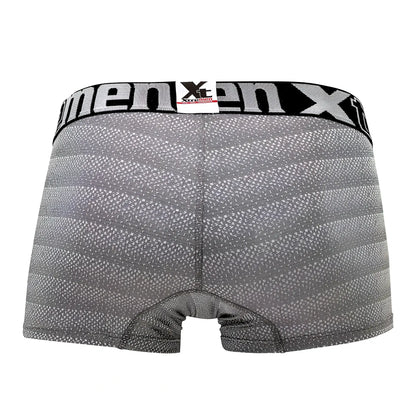 Gray geometric jacquard men’s boxer briefs with black waistband featuring x-men logo by xtremen 51449c