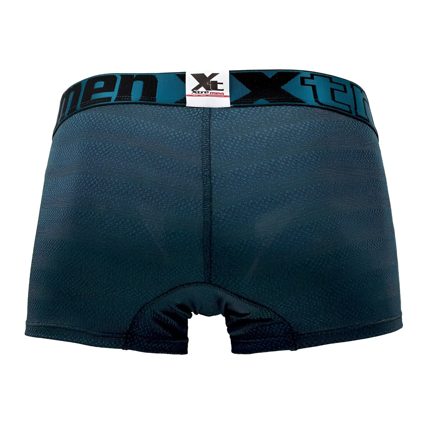 Dark teal xtremen 51449c geometric jacquard trunk mens boxer briefs with textured fabric and black xtreme men waistband